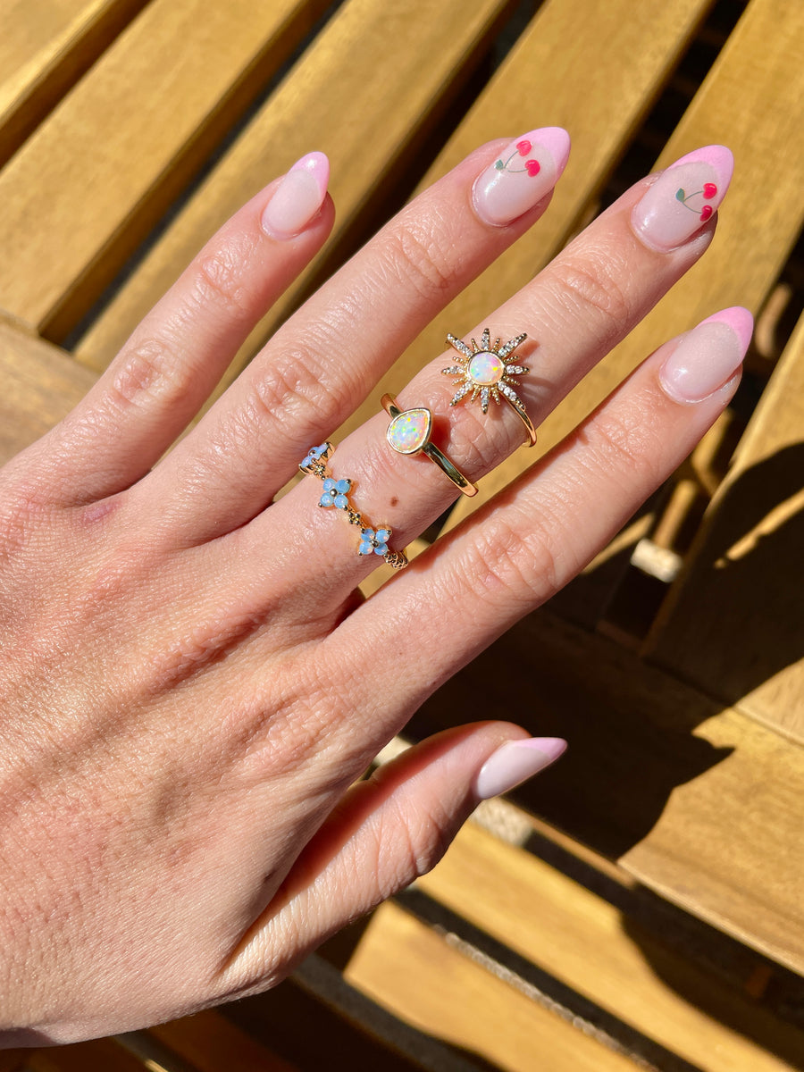 Opal Flower Ring
