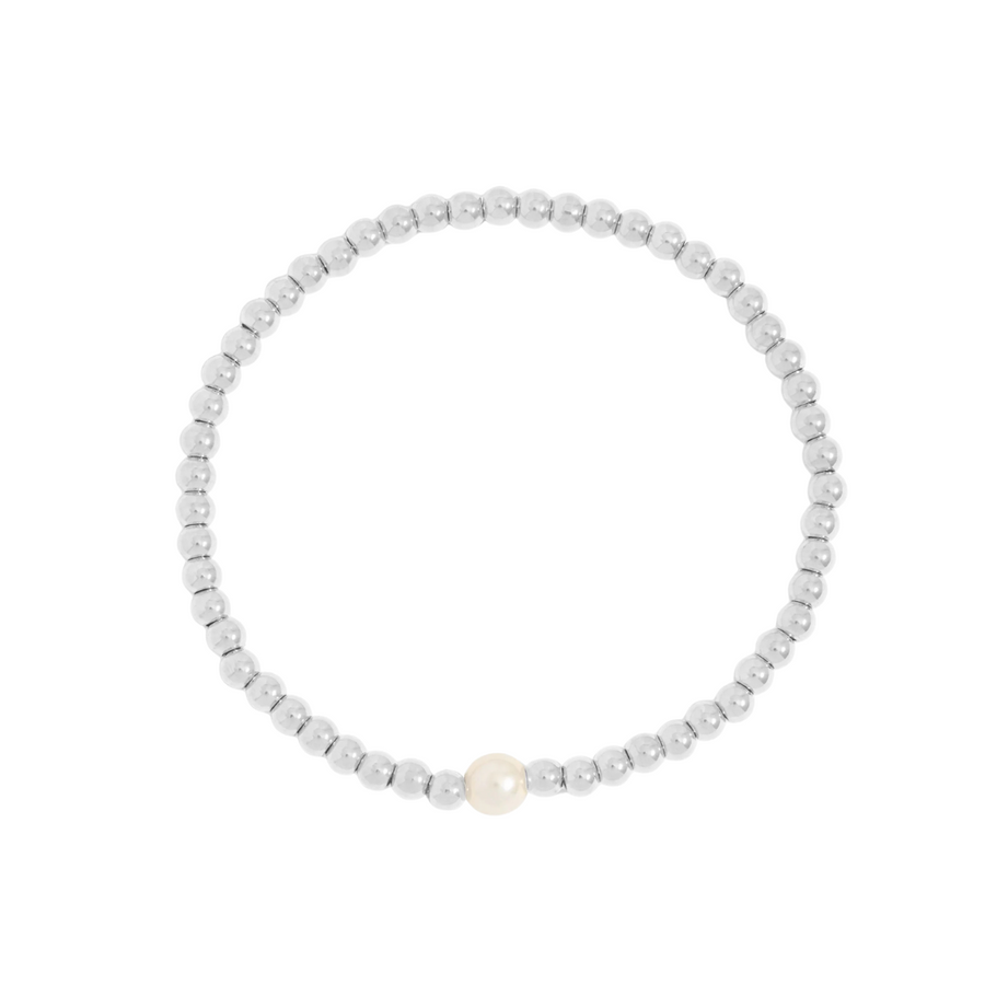 Freshwater Pearl Gold Beaded Stretch Bracelet