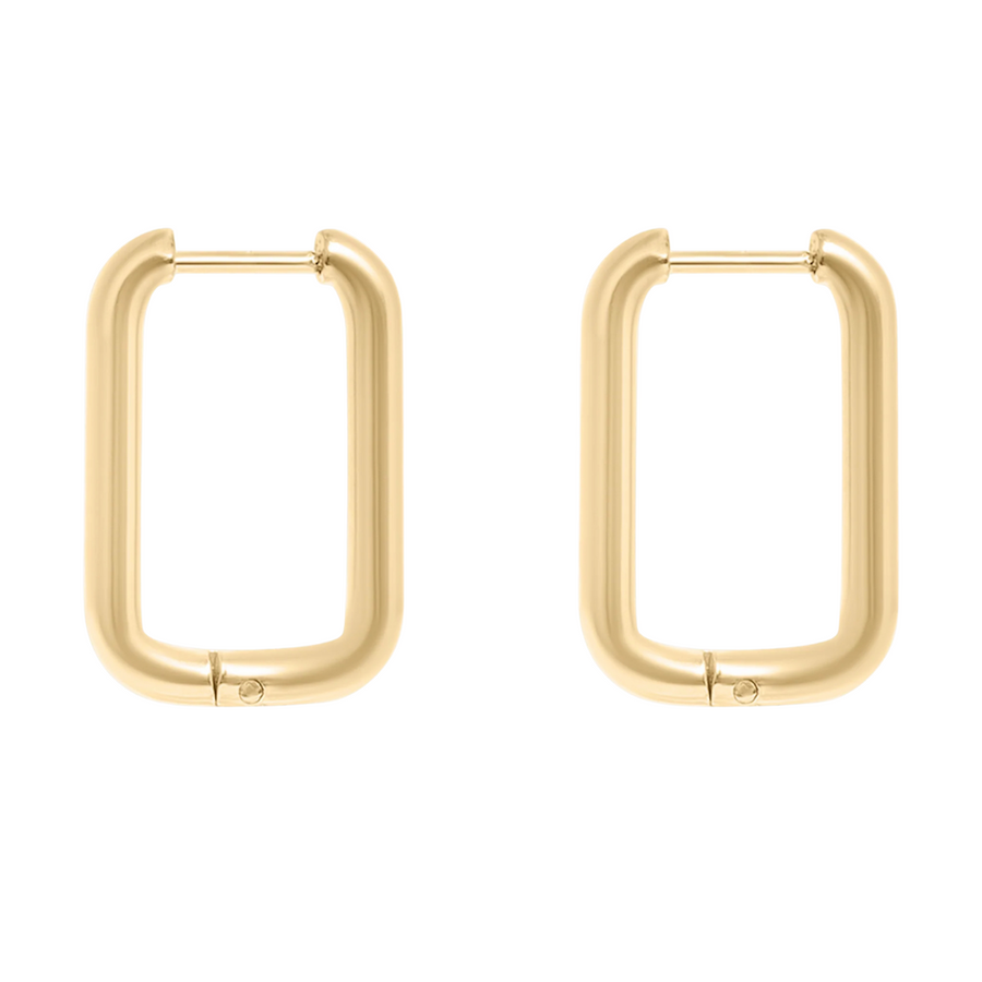 Rounded Rectangle Huggie Earrings