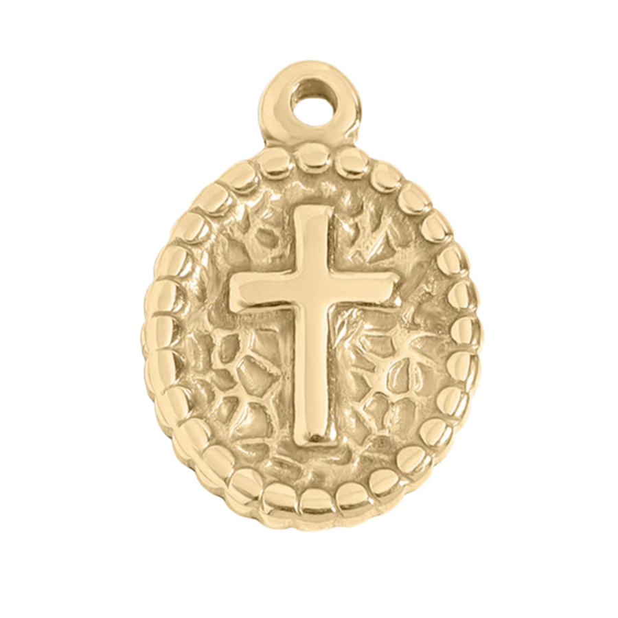 Textured Cross Medallion Charm