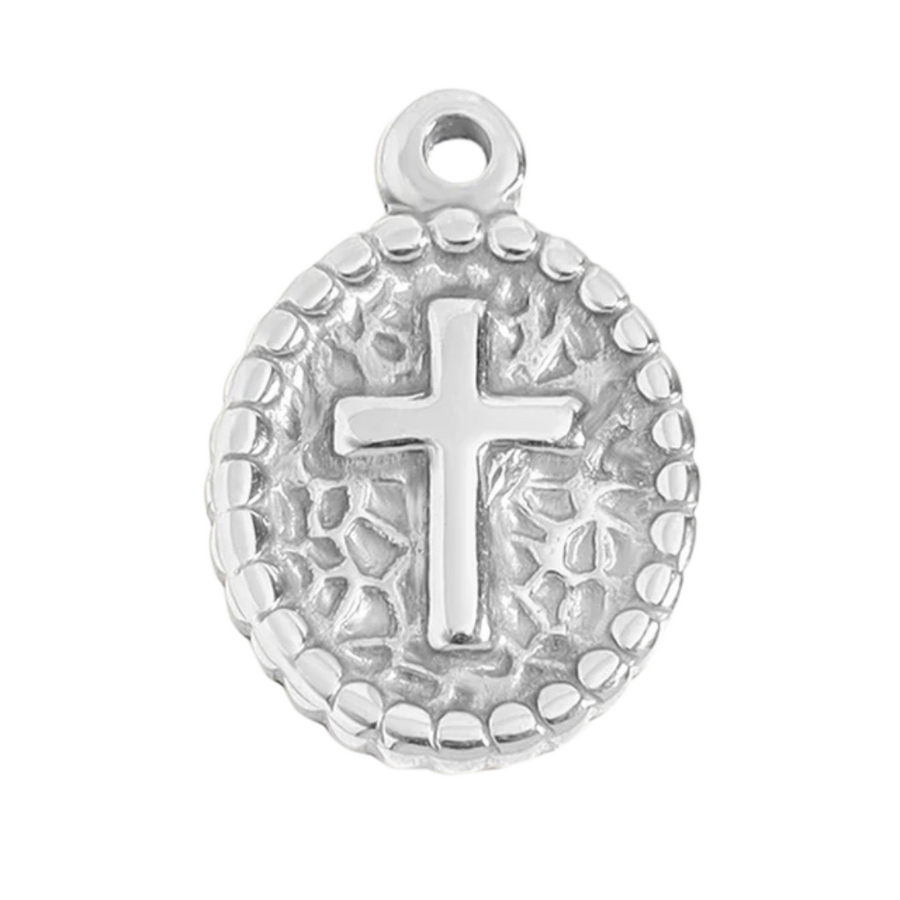 Textured Cross Medallion Charm