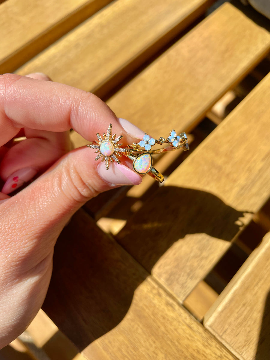 Opal Flower Ring