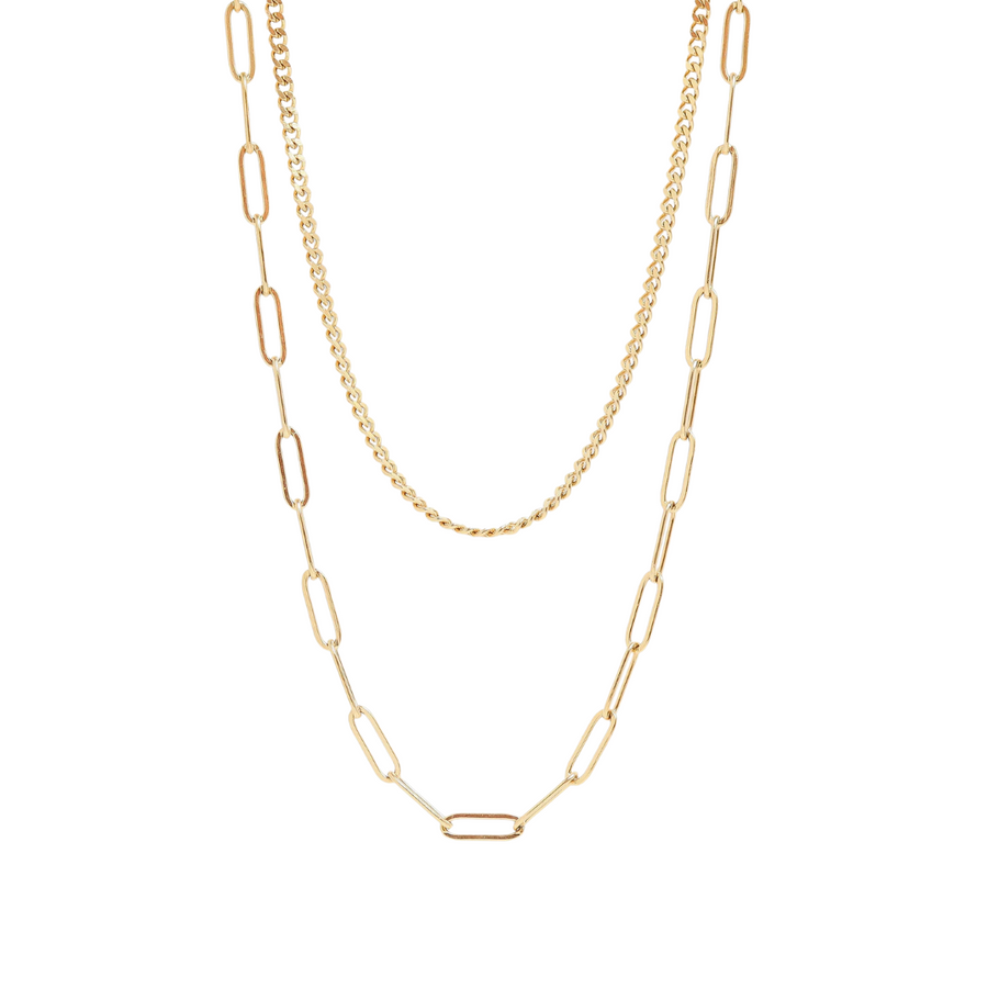Curb & Paperclip Layered Chain
