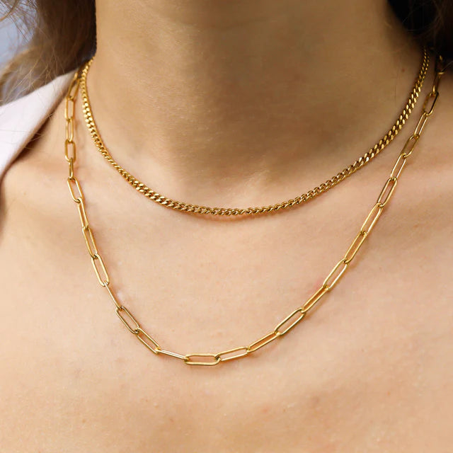 Curb & Paperclip Layered Chain