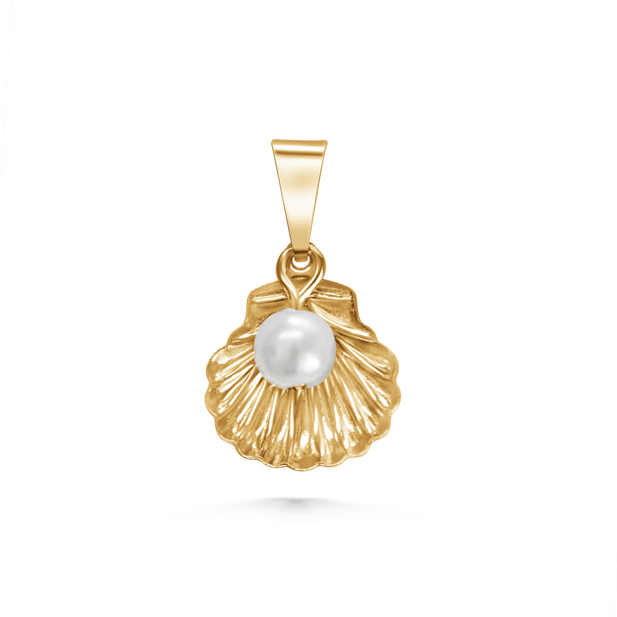 Gold Clam Loose Pearl Charm
