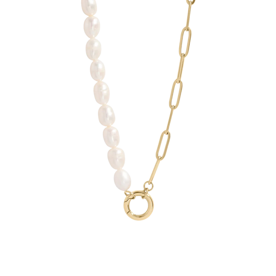 Freshwater Pearl Paperclip Charm Keeper Necklace