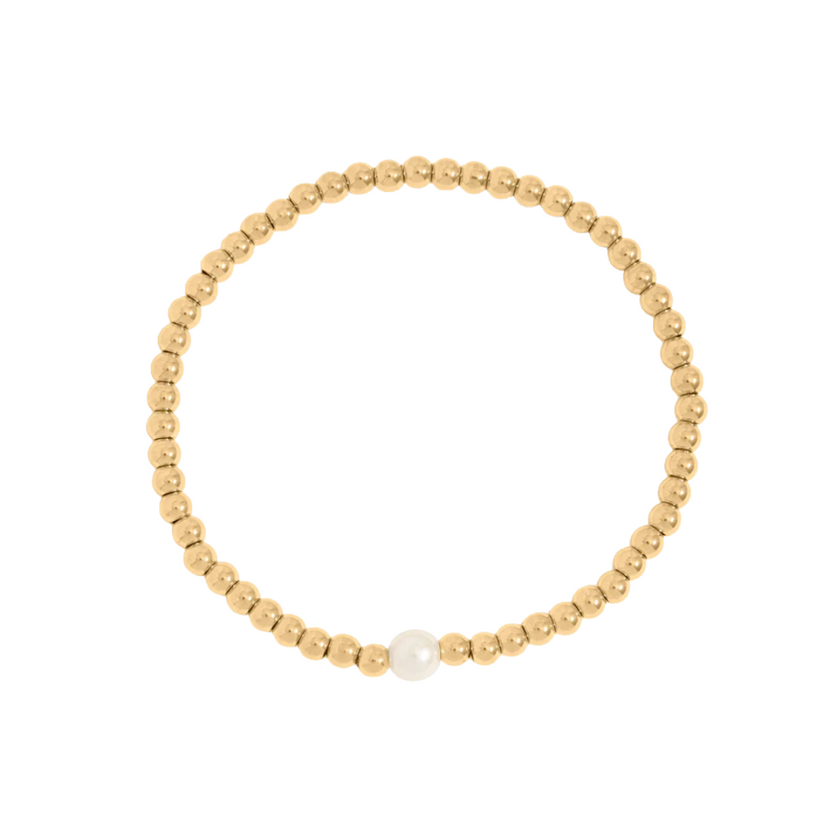 Freshwater Pearl Gold Beaded Stretch Bracelet