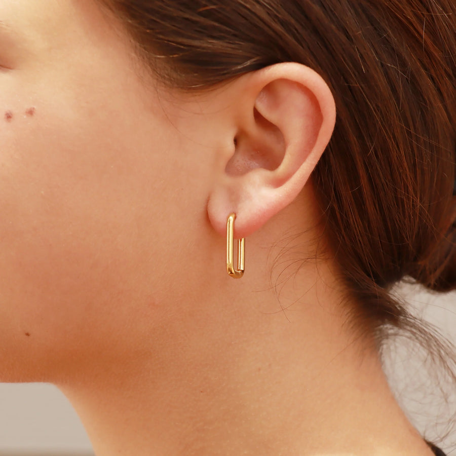 Rounded Rectangle Huggie Earrings