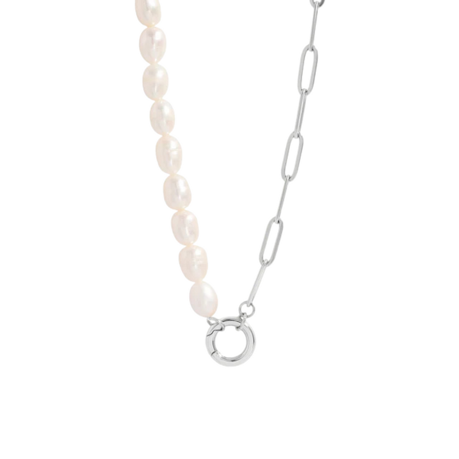 Freshwater Pearl Paperclip Charm Keeper Necklace
