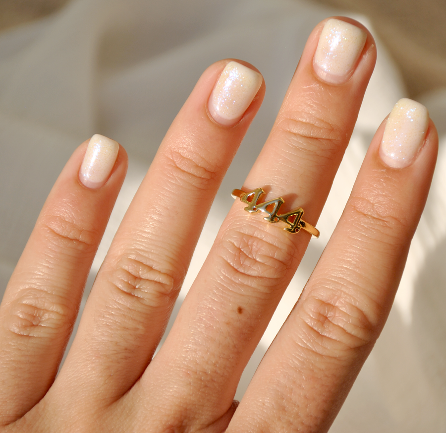 18k Gold Filled adjustable angel number ring (444)